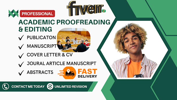 Gig Preview - Edit and proofread academic manuscript, journal article, CV, academic writing