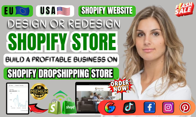 Gig Preview - Do shopify store design or redesign shopify website shopify dropshipping store