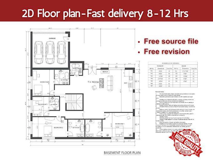 Gig Preview - Draw architectural blueprints, 2d floor plans in autocad