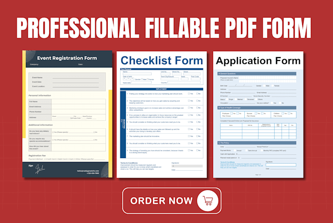 Gig Preview - Create customers pdf fillable forms with advanced features, professional design