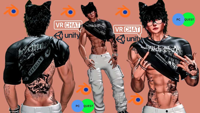 Gig Preview - Do custom 3d vrchat avatar vrc character model vr chat avatar furry nsfw avatar