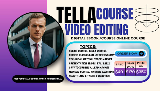 Gig Preview - Develop your tella course, elearning course, online course and edit your video