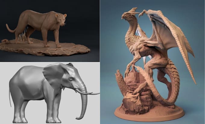 Gig Preview - 3d model realistic animal cartoon character design  stylized low poly stl file