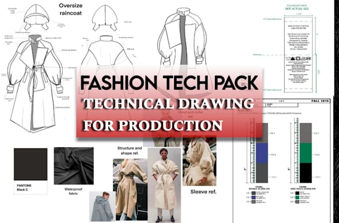 Gig Preview - Do technical fashion clothing pattern design sketch tech packs