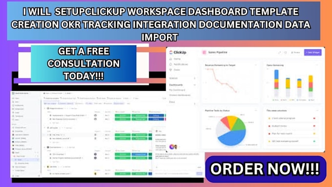 Gig Preview - Setup clickup workspace dataimport creation okr tracking integration data import