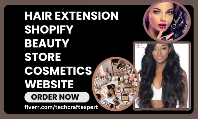 Gig Preview - Design hair extension hair website beauty shopify website cosmetic shopify store