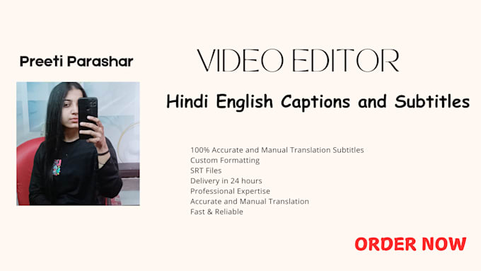 Gig Preview - Create hindi english captions and subtitles for your videos