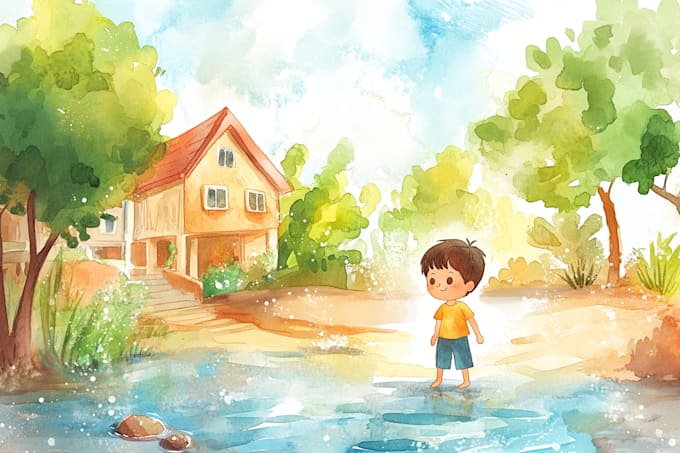 Bestseller - illustrate children book story, kids story, water color comic story illustration