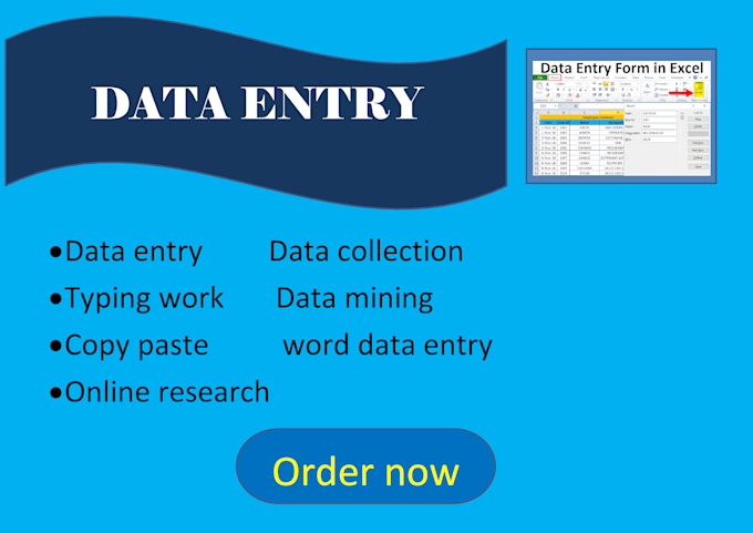 Gig Preview - Do excel data entry, web research, copy paste