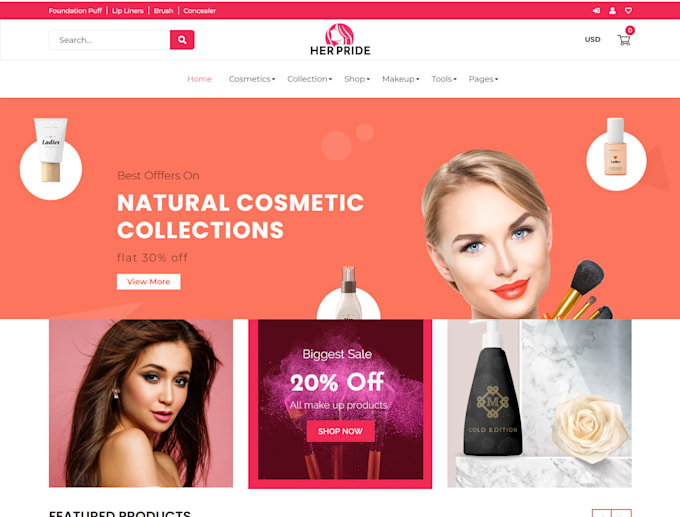 Gig Preview - Design luxurious skincare shopify store cosmetic  makeup store skincare website