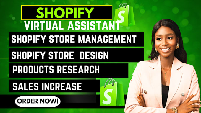 Gig Preview - Be your shopify virtual assistant shopify store manager shopify va store expert