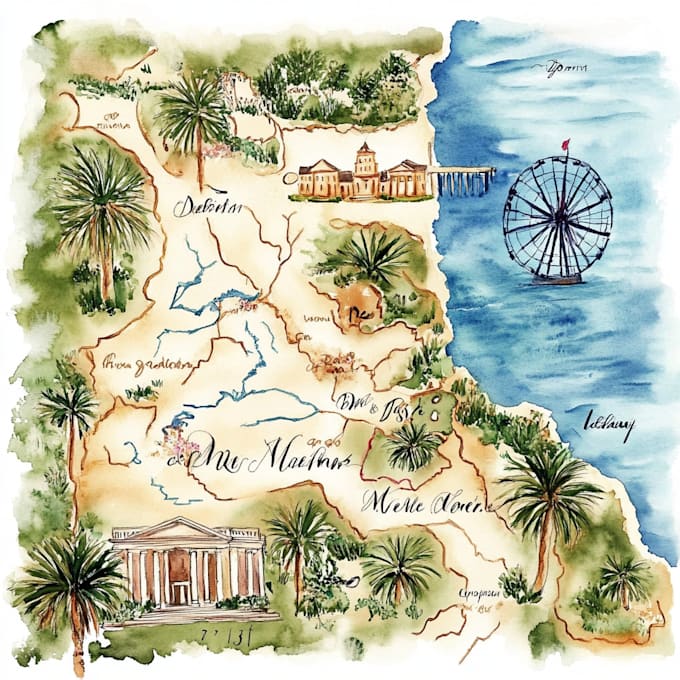 Gig Preview - Design watercolor wedding map