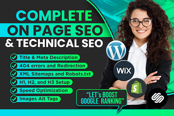 Gig Preview - Do onpage technical SEO service for wordpress shopify wix squarespace godaddy