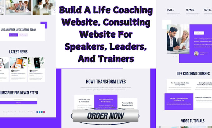 Gig Preview - Build life coaching website consulting website for speakers leaders and trainers