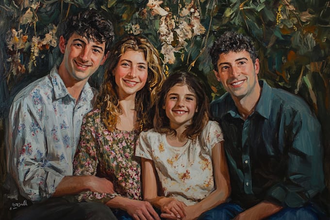 Gig Preview - Create your family portrait watercolor style illustration