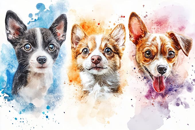 Gig Preview - Draw a cute watercolor art style of your pet portrait