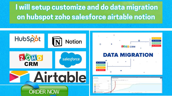 Gig Preview - Setup customize and do data migration on hubspot zoho salesforce airtable notion