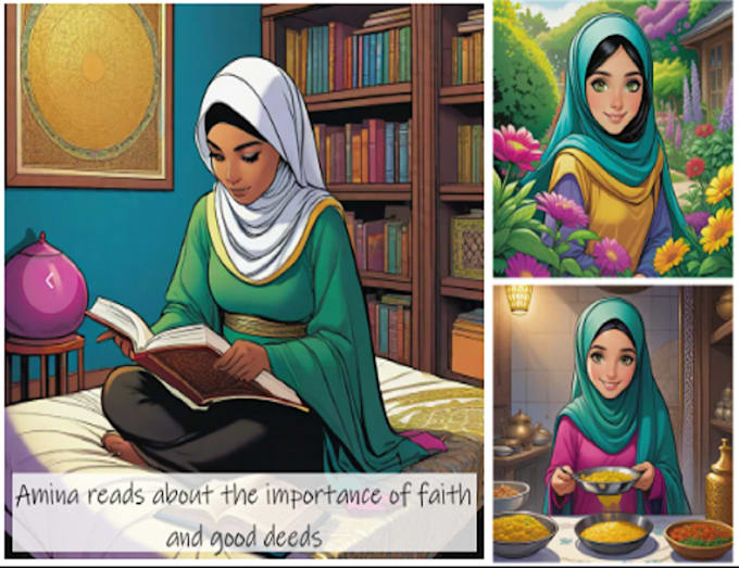 Gig Preview - Illustrate islamic childrenbook for kid story, graphic novel islamic book