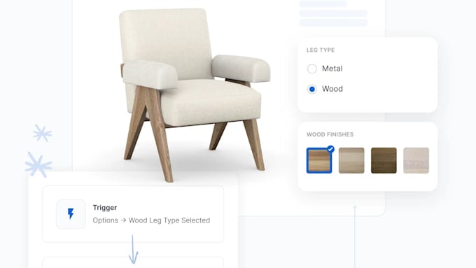 Gig Preview - Do 2d 3d furniture sofa chair product configurator on zakeke, kickflip, angle3d