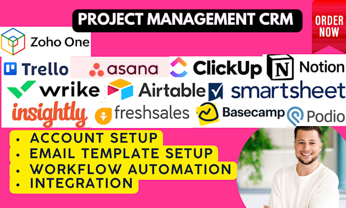 Gig Preview - Setup trello asana clickup notion wrike airtable podio monday com zoho insightly