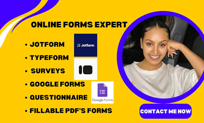 Gig Preview - Create online form quiz survey using jotform type from cognito form google from