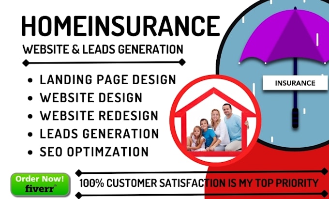 Gig Preview - Generate home insurance leads home warranty leads life insurance website