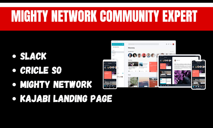 Gig Preview - Setup mighty network cricle so, slack tribe, kajabi landing page