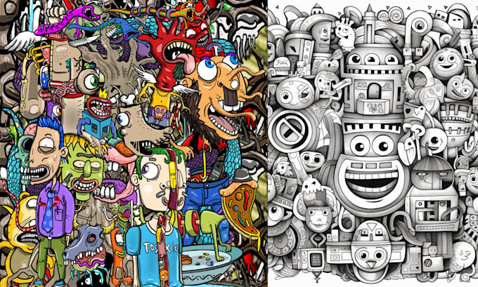 Gig Preview - Drawn HQ doodle art illustration custom doodle canvas wall art based on demand