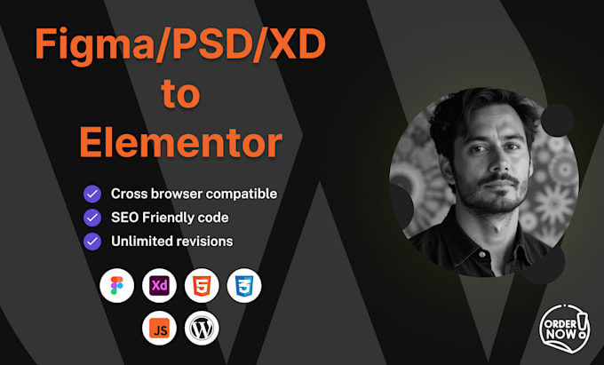 Bestseller - convert your figma PSD xd design to elementor wordpress website