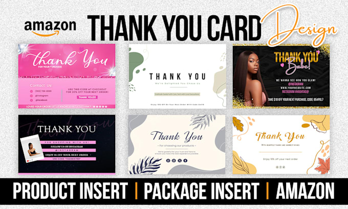 Gig Preview - Design amazon thank you card, product insert, package insert