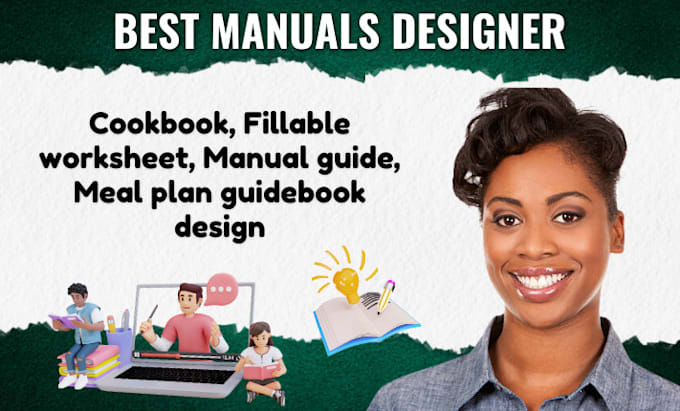 Gig Preview - Design cookbook, fillable worksheet, manual guide, meal plan guidebook design