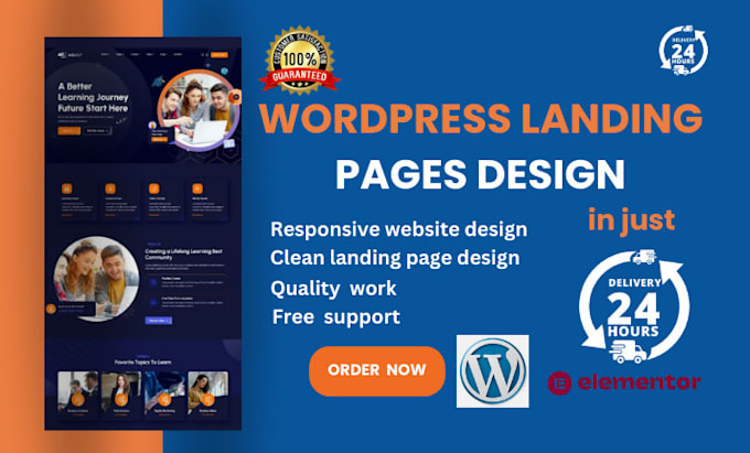 Gig Preview - Wordpress website design, landing pages, and blog page using elementor pro