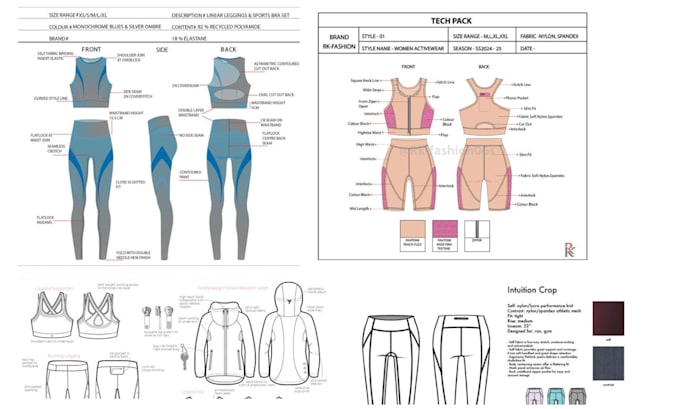 Gig Preview - Create detailed activewear and sportswear tech packs for your clothing line