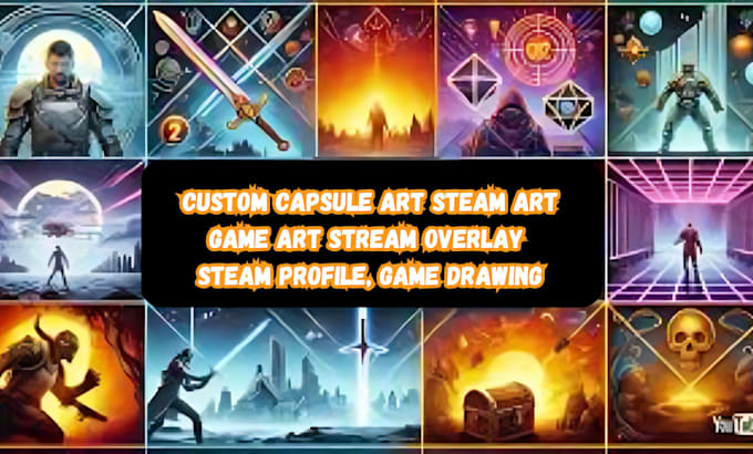 Gig Preview - Custom capsule art steam art game art stream overlay steam profile, game drawing