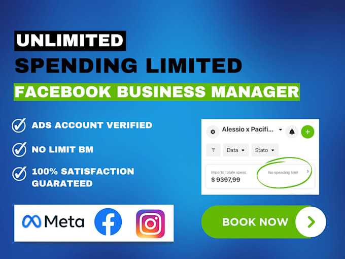 Gig Preview - Create unlimited spending limit facebook business manager and ads account,fix bm