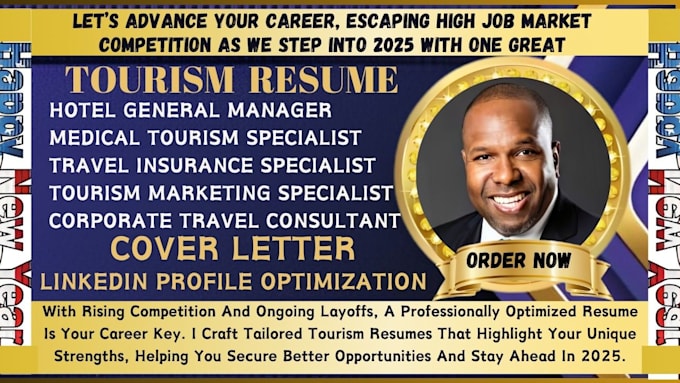 Gig Preview - Write ats tailored tourism, travel manager, tour guide resume, and cover letter