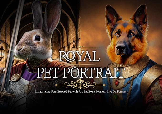 Gig Preview - Create royal portraits to immortalize your beloved pet