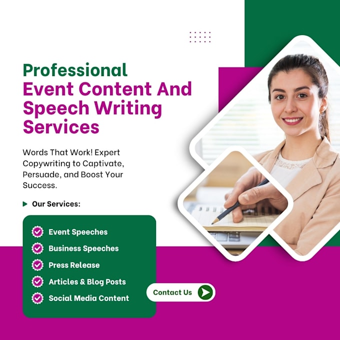 Bestseller - provide event content and speech writing services