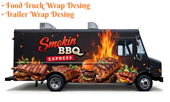 Gig Preview - Do unique custom food truck wrap, food truck design, truck wrap