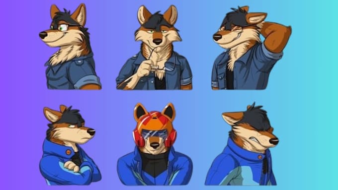 Gig Preview - Design cute furry discord telegram stickers animal characters in 24 hours