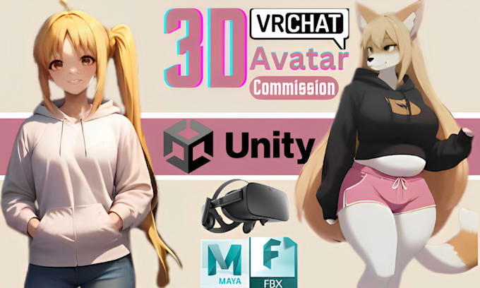 Gig Preview - High quality 3d vr character, vrchat avatar, furry, nsfw anime for pc and quest