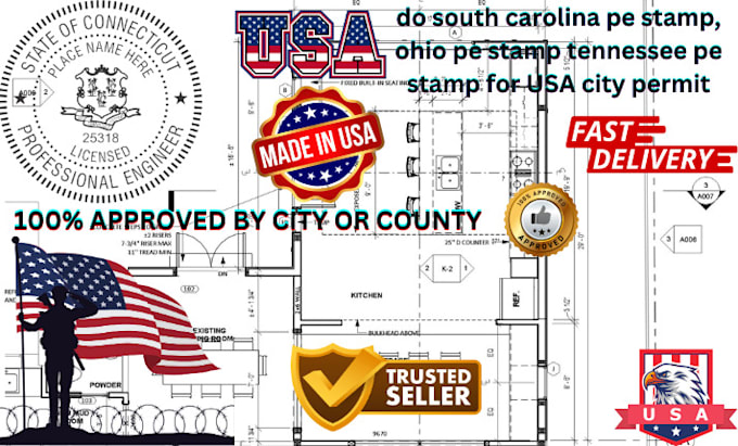 Gig Preview - Do south carolina pe stamp, ohio pe stamp tennessee pe stamp for USA city permit