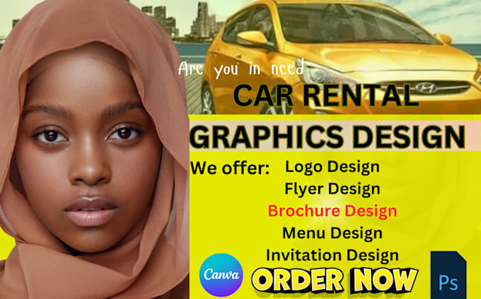 Gig Preview - Do car rental logo car dealership banner car rental brochure car rental flyer