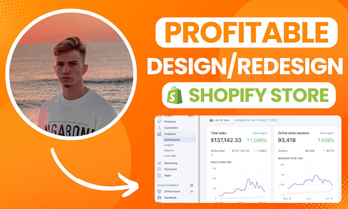 Gig Preview - Create a profitable shopify dropshipping store or redesign your website