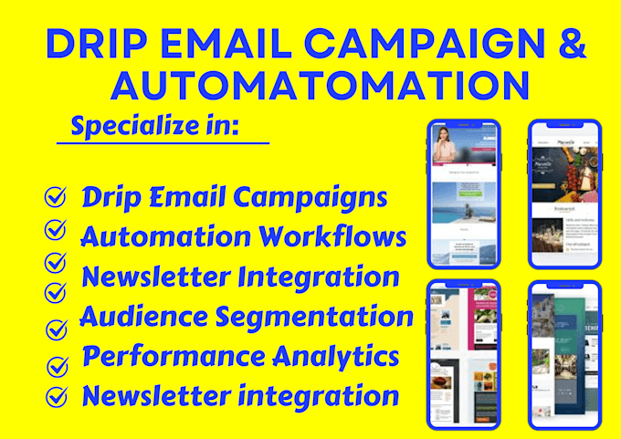 Gig Preview - Setup drip email campaign, drip automation, and drip newsletter integration