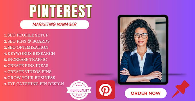 Gig Preview - Create pins and board as pinterest marketing manager