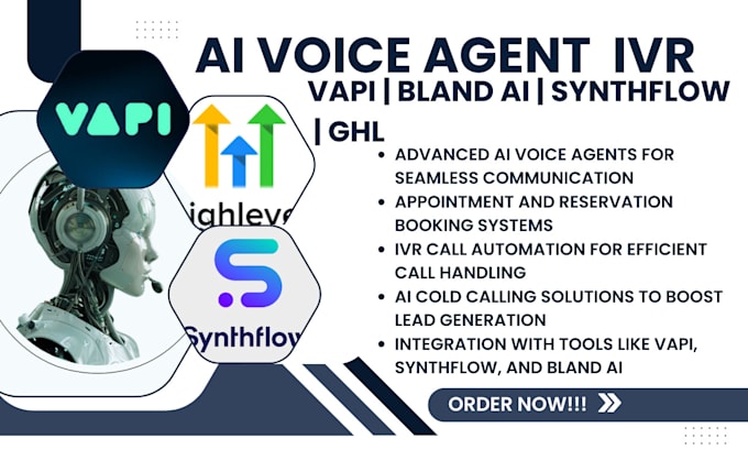 Bestseller - build vapi, synthflow, bland ai, ghl, twilio IVR ai voice call agent ai chatbot