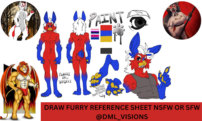 Gig Preview - Draw furry reference sheet nsfw or sfw, anthro art, furry fursona character oc