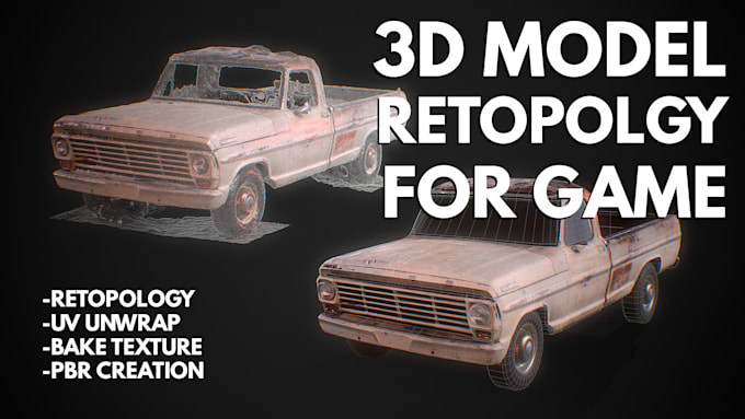 Gig Preview - Optimize 3d model, retopology, uv mapping, texture baking