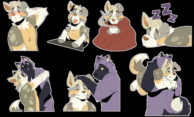 Gig Preview - Furry stickers crypto telegram discord animated sticker fursona character design